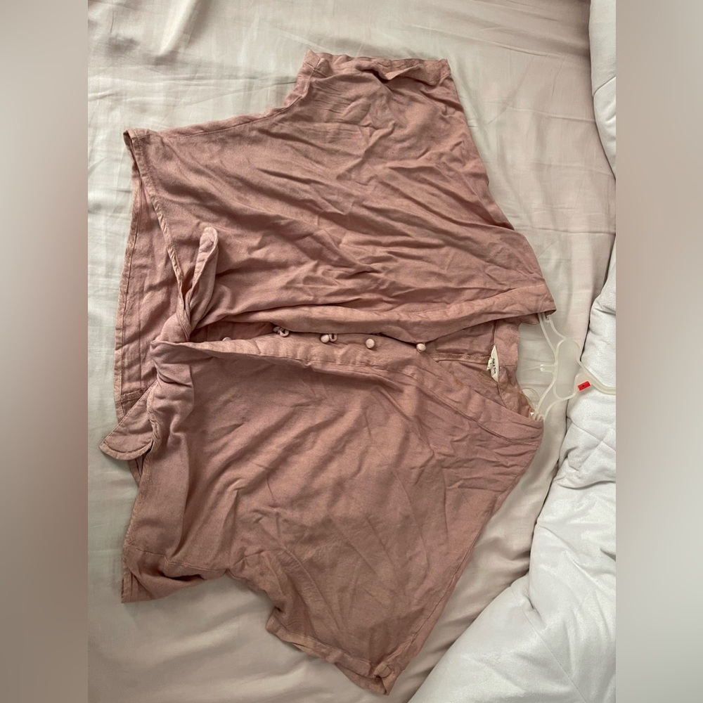 Pink Button Up Tie Front Top